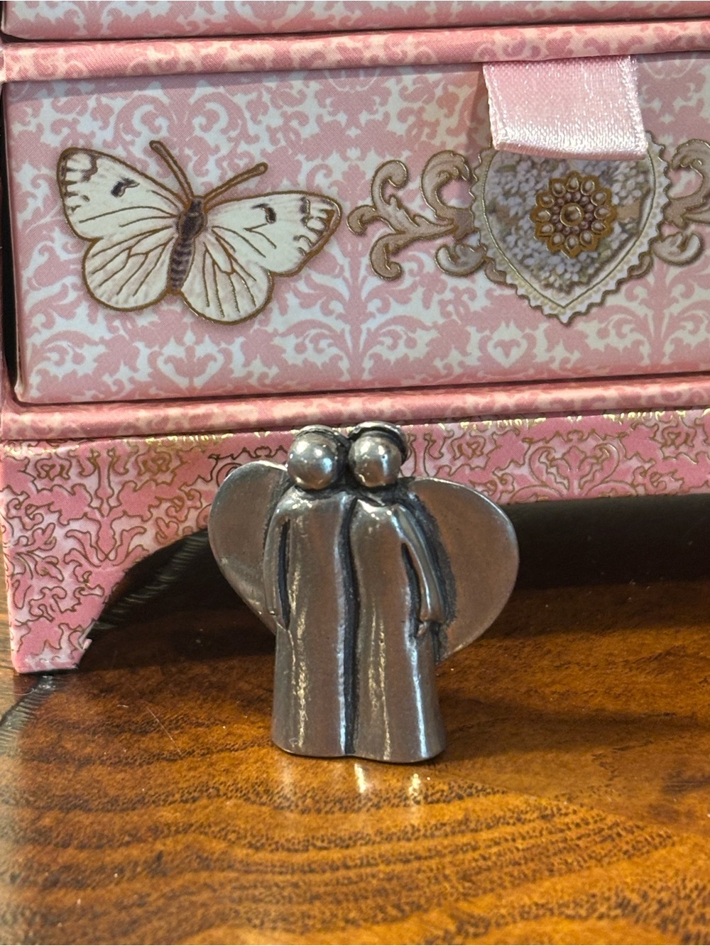 Silver tone Angel Couple Figurine